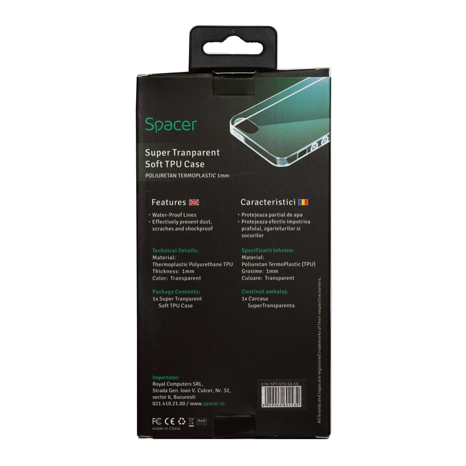 Husa Samsung S8 Spacer, transparenta, grosime 1 mm, material flexibil TPU "SPT-STS-SA.S8"