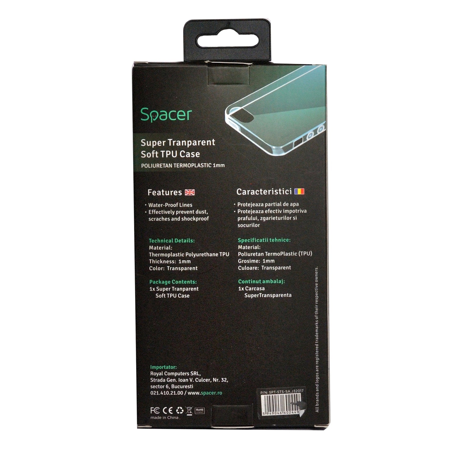 Husa Samsung J3 2017 Spacer, transparenta, grosime 1 mm, material flexibil TPU "SPT-STS-SA.J32017"