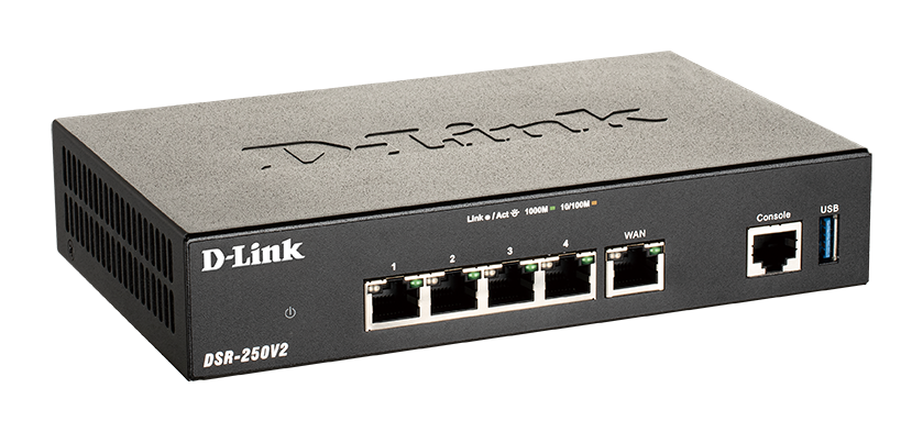 ROUTER D-Link VPN wired Gigabit, 1× Gigabit RJ45 WAN, 1× Gigabit RJ45 WAN/LAN, 1× Gigabit RJ45 LAN, 1 x USB 3.0, 3-in-1 Gigabit VPN Router "DSR-250V2"