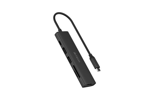 DOCKING Station A4tech universal, 6-in-1, conectare PC USB Type C, USB-C x 1, USB-A 3.0 x 2, porturi video HDMIx1 4K@60Hz, slot SD, PD 100 W, cablu 0.20m, gri, "DST-60C-GR"