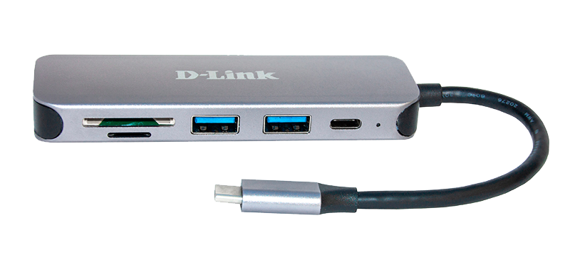HUB extern D-LINK,porturi 2xSuperSpeed USB 3.0,1xUSB-C (Thunderbolt ) port with data sync,Dual-Slot SD/microSD Card Reader,conectare-USB Type C,cablu 10cm,met, arg "DUB-2325"