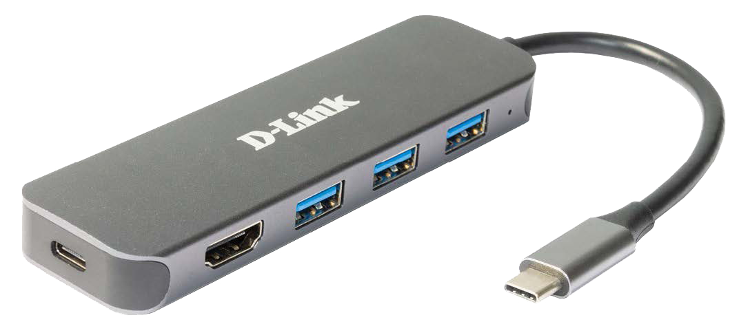 HUB extern D-LINK,porturi 3xSuperSpeed USB 3.0,1xUSB-C with data sync &amp; PD-60W,1xHDMI 4k,Dual-Slot SD/microSD/SDHC/SDXC Card Reader,conec USB Type C,cab10 cm,met, arg "DUB-2333"