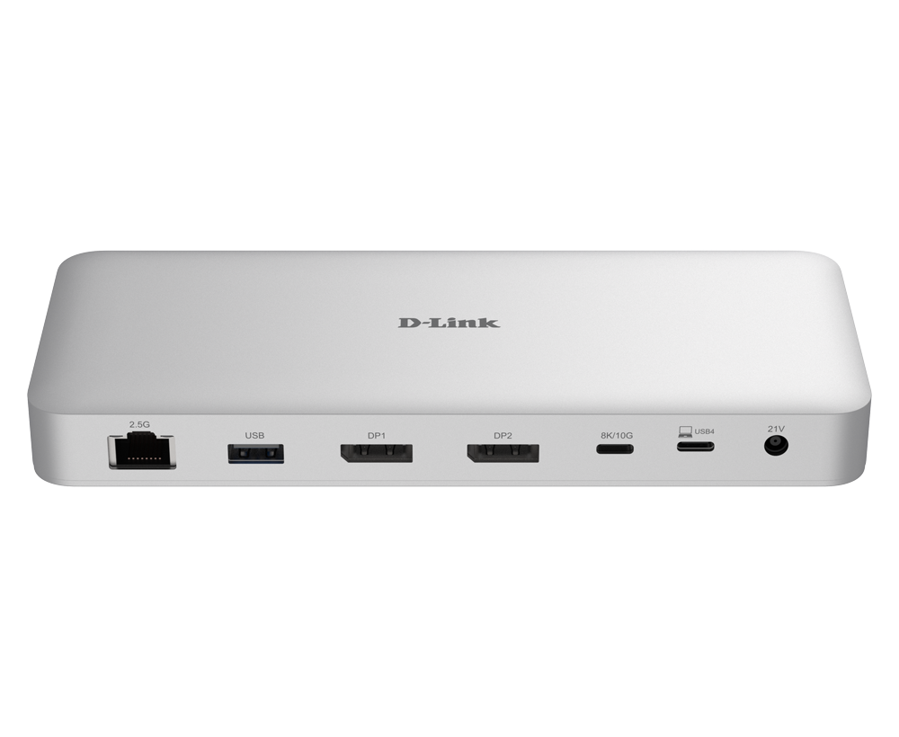 DOCKING STATION D-LINK, 9-in-1 USB 4, conectare PC Type-C, porturi: 2 x USB, 2 x USB Type-C 4.0, 2 x DP 1.4, 1 x USB Type-C 4.0 with DP 1.4, 1 x RJ45 (2.5 Gbps), USB Type-C cablu 50 cm, alb "DUF-901"