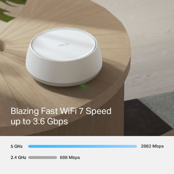 MESH TP-LINK wireless, Wi-Fi 7 BE3600 Tri-Band, pt int, 3600 Mbps, 2×1 Gbps WAN/LAN,2.4 GHz|5 GHz,antena int x 4, standard 802.11be "Deco BE22(1-pack)"