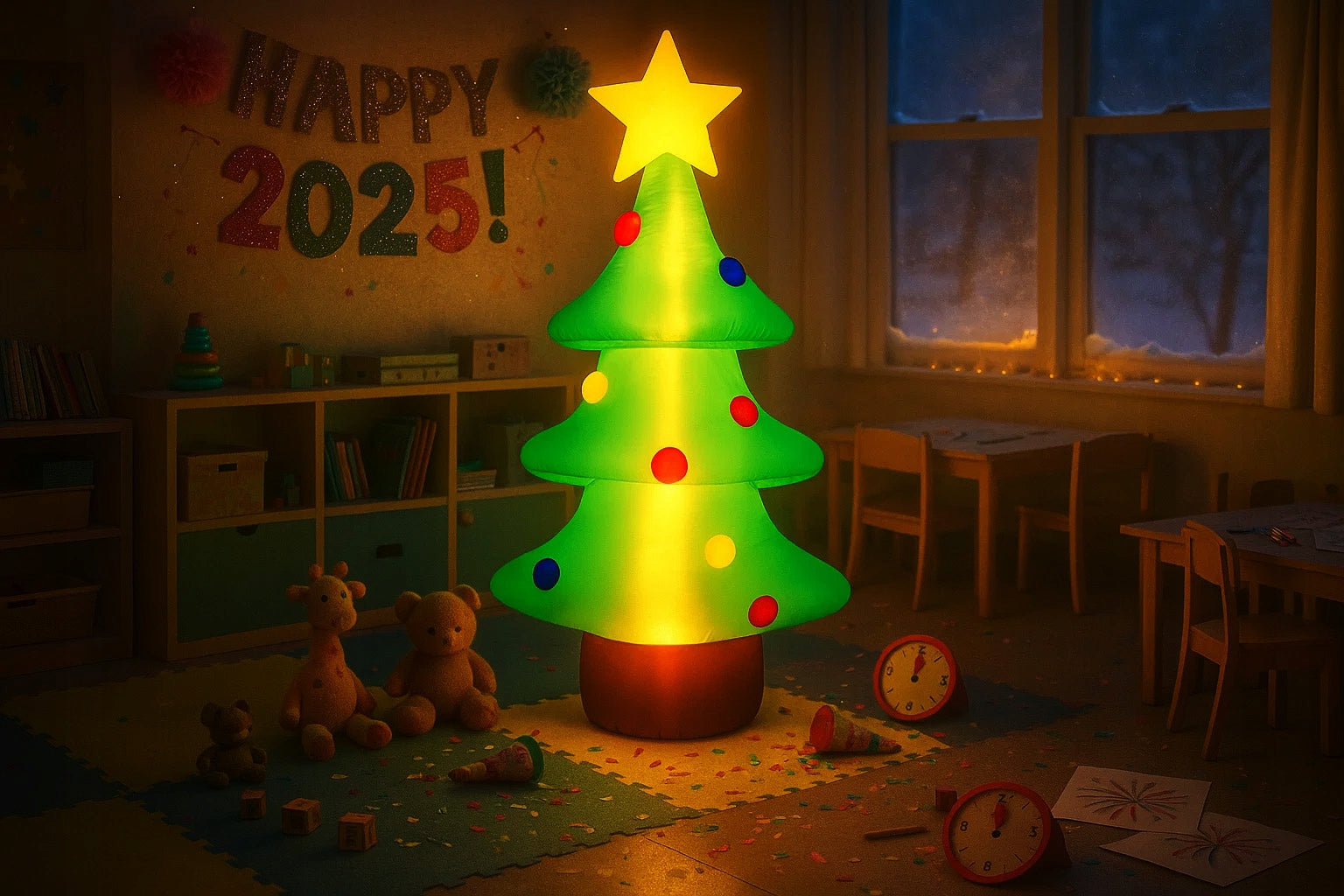 Brad gonflabil de exterior decor de Craciun, iluminare LED, compresor integrat, 125 cm, verde