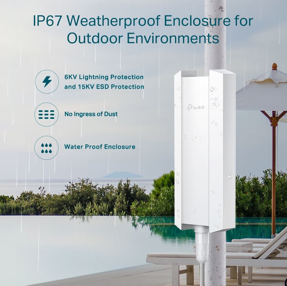 ACCESS POINT TP-LINK wireless AX3000 Mbps dual band WiFi 6, 1 x 10/100/1000 Mbps Ethernet Ports (1xPoE OUT)2 antene interne, IEEE802.3af/at PoE, de perete "EAP650-Outdoor"