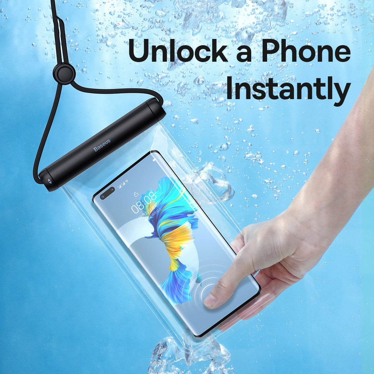 HUSA IMPERMEABILA Baseus, pentru smartphone diagonala maxima 7.2 inch, transparenta cu zip negru "FMYT000001" - 6932172610968