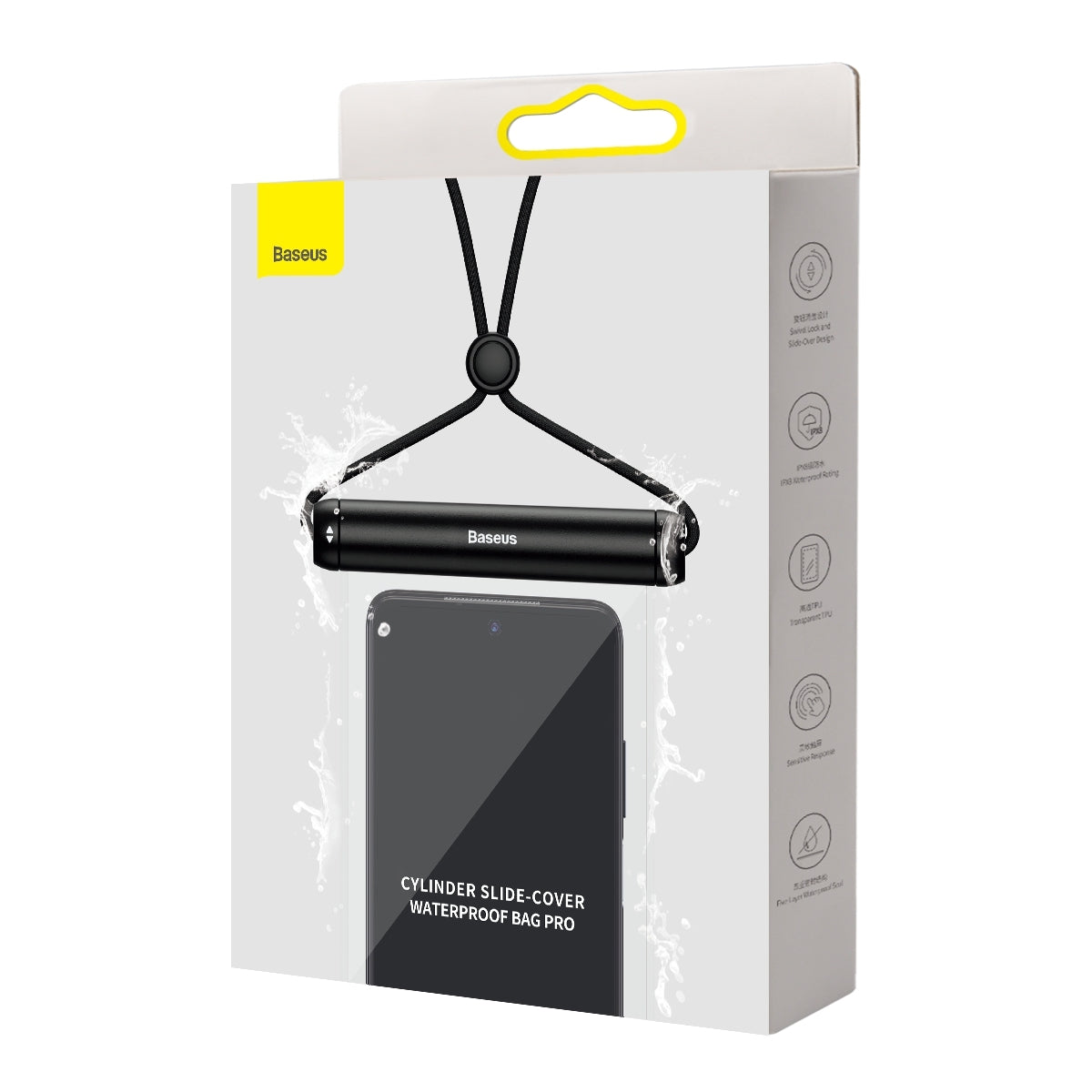 HUSA IMPERMEABILA Baseus, pentru smartphone diagonala maxima 7.2 inch, transparenta cu zip negru "FMYT000001" - 6932172610968