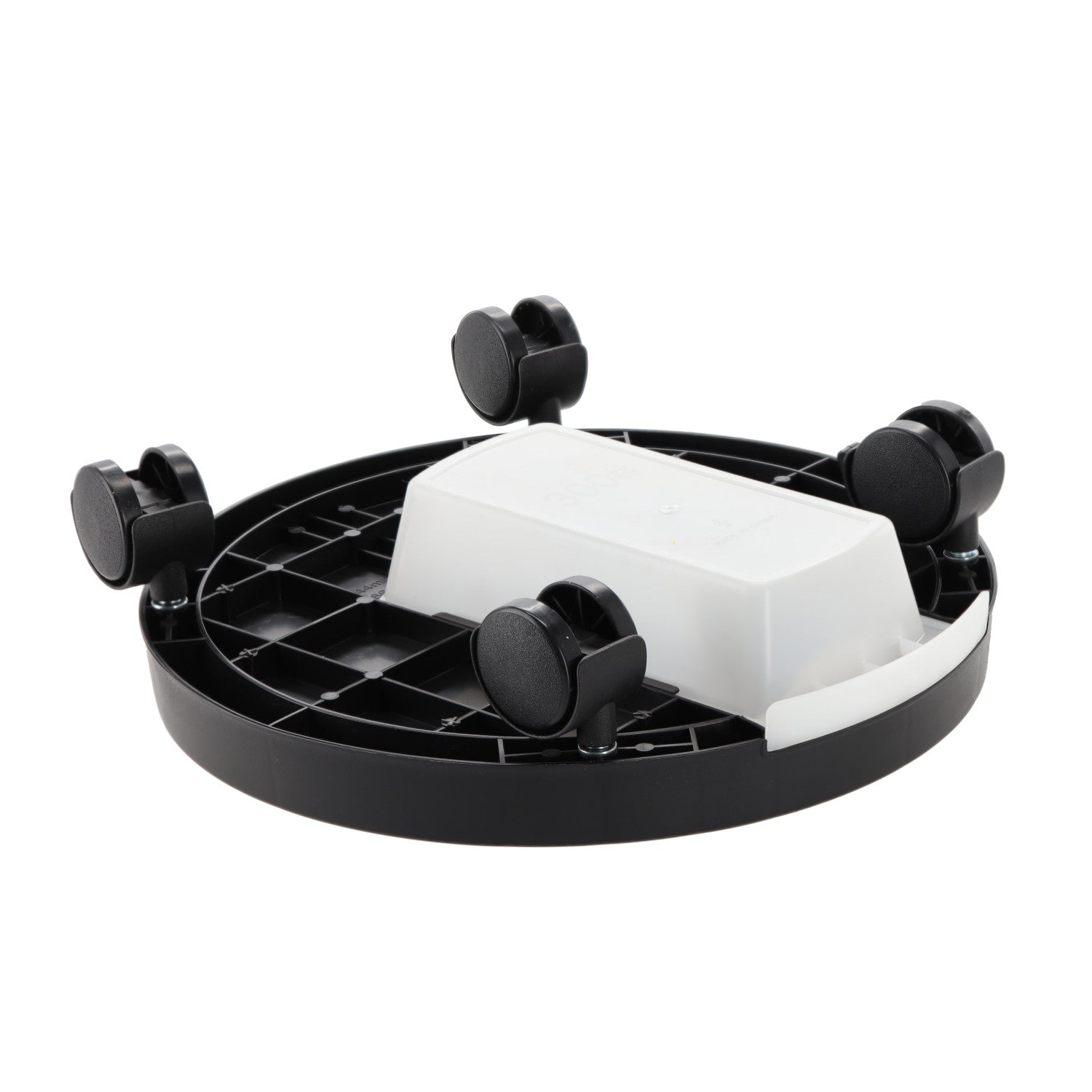 Suport ghiveci rotund cu roti si tava colectare apa, plastic rezistent, 28 cm, negru