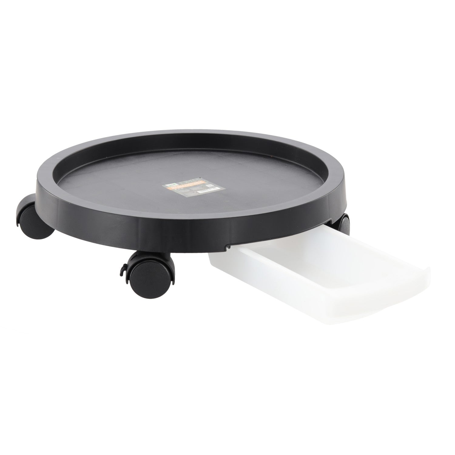 Suport ghiveci rotund cu roti si tava colectare apa, plastic rezistent, 28 cm, negru