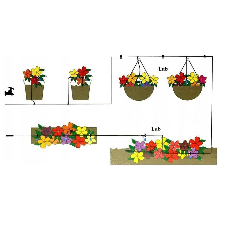 Sistem irigare micro drip 71 piese, furtun 23 m, cu filtru si robinet reglaj, pentru gradina, straturi si sera