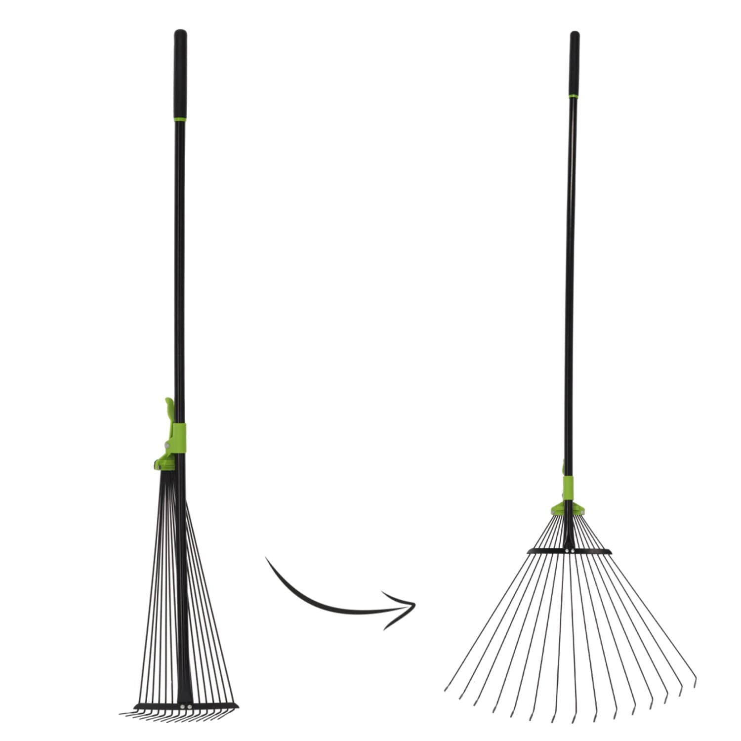 Grebla gradina pentru frunze, latime reglabila 20-59 cm, maner telescopic 120-160 cm, negru