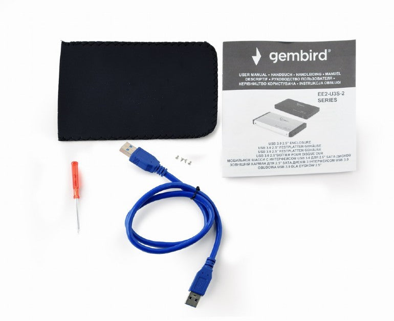 RACK extern Gembird, pt HDD, 2.5 inch, S-ATA, interfata PC USB 3.0, aluminiu, albastru, 