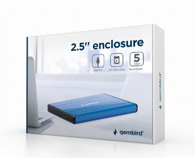 RACK extern GEMBIRD, pt HDD, 2.5 inch, S-ATA, interfata PC USB 3.0, aluminiu, albastru, "EE2-U3S-3-DB"