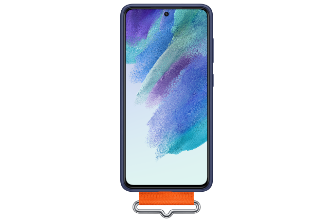 Samsung Galaxy S21 FE; Silicone Cover with Strap; Navy 