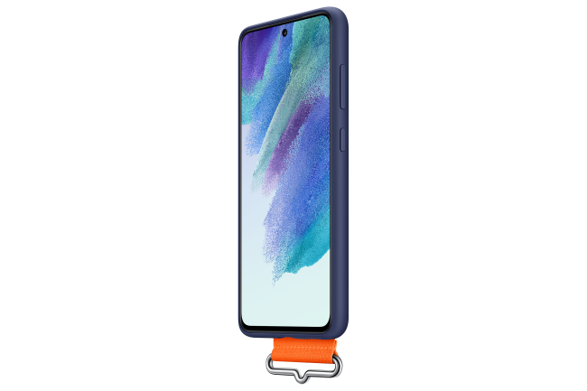 Samsung Galaxy S21 FE; Silicone Cover with Strap; Navy 