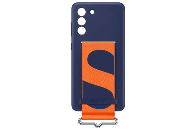 Samsung Galaxy S21 FE; Silicone Cover with Strap; Navy 