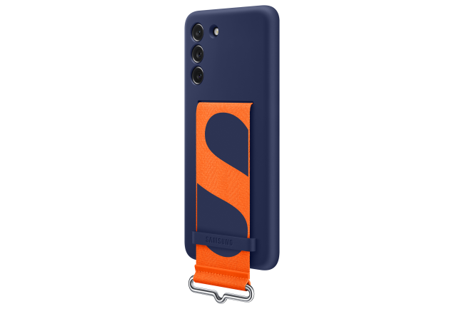 Samsung Galaxy S21 FE; Silicone Cover with Strap; Navy 