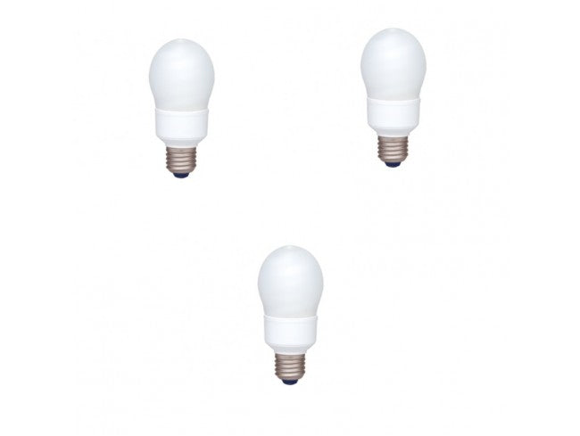 SET 3 becuri fluorescent Panasonic, soclu E27, putere 13W, forma oval, lumina alb rece, alimentare 220 - 240 V, "EFA13E672V-3"