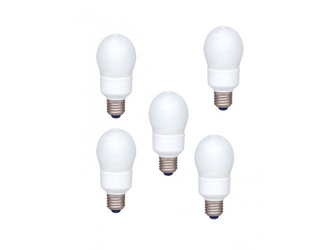 SET 5 becuri fluorescent Panasonic, soclu E27, putere 18W, forma oval, lumina alb rece, alimentare 220 - 240 V, "EFA18E65HD-5"