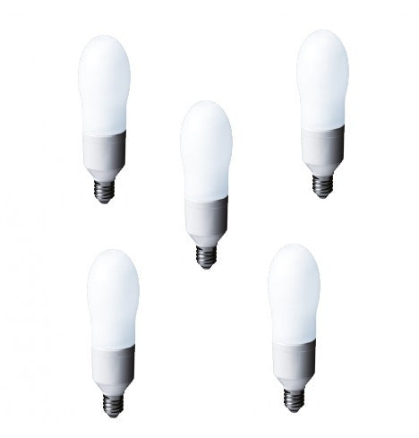 SET 5 becuri fluorescent Panasonic, soclu E27, putere 24W, forma oval, lumina alb rece, alimentare 220 - 240 V, "EFA24E672V-5"
