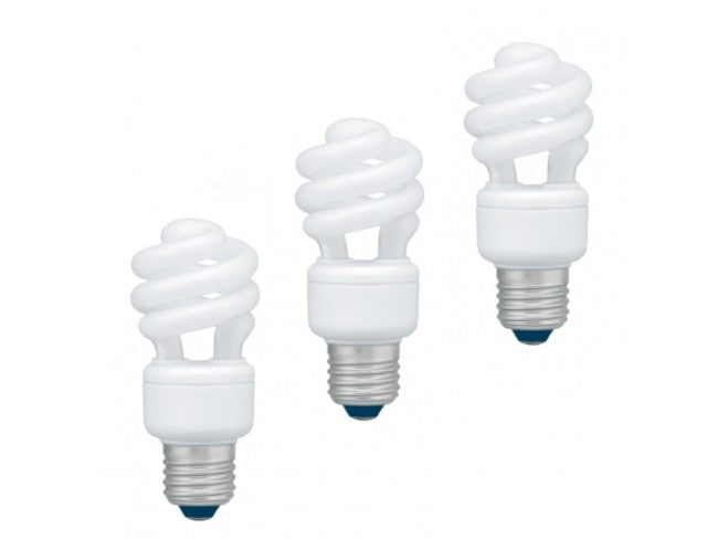 SET 3 becuri fluorescent Panasonic, soclu E27, putere 11W, forma spirala, lumina alb calda, alimentare 220 - 240 V, "EFD11E27HD3E-3"