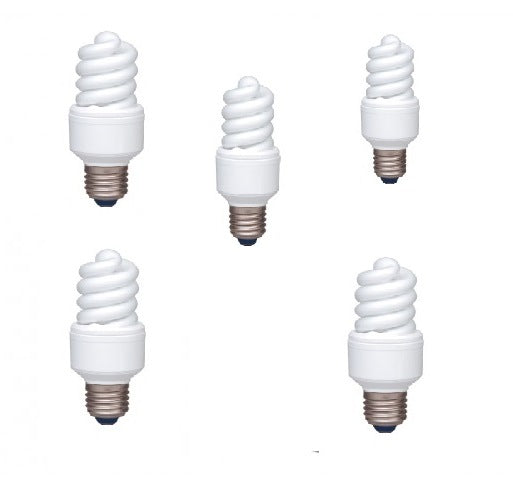 SET 5 becuri fluorescent Panasonic, soclu E27, putere 13W, forma spirala, lumina alb rece, alimentare 220 - 240 V, "EFD13E672V-5"