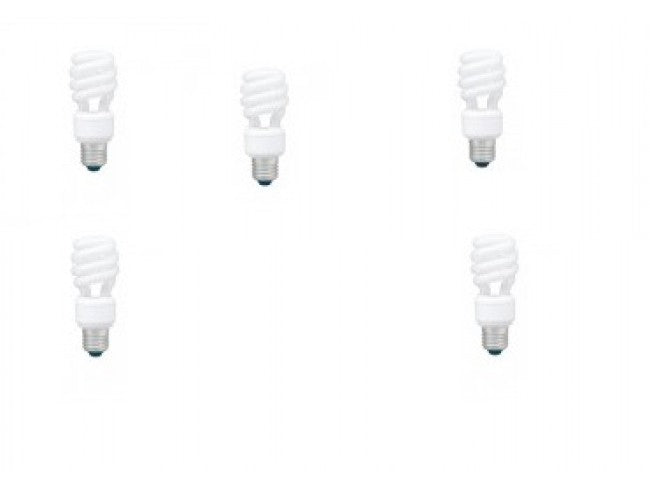 SET 5 becuri fluorescent Panasonic, soclu E27, putere 14W, forma spirala, lumina alb calda, alimentare 220 - 240 V, "EFD14E27HD3E-5"