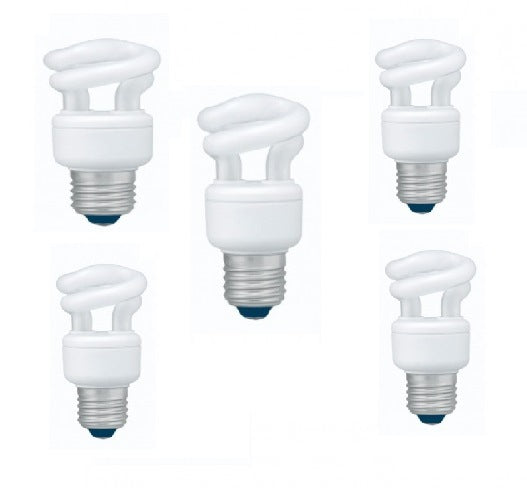 SET 3 becuri fluorescent Panasonic, soclu E27, putere 5W, forma spirala, lumina alb calda, alimentare 220 - 240 V, "EFD5E27HD3E-5"