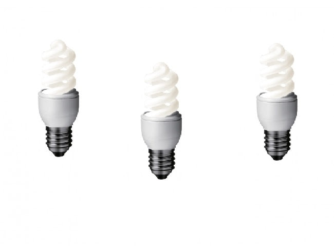SET 3 becuri fluorescent Panasonic, soclu E27, putere 8W, forma spirala, lumina alb rece, alimentare 220 - 240 V, "EFD8E65HD-3"