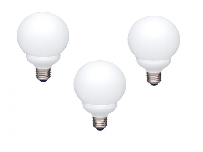SET 3 becuri fluorescent Panasonic, soclu E27, putere 13W, forma sferic, lumina alb calda, alimentare 220 - 240 V, "EFG13E282V-3"