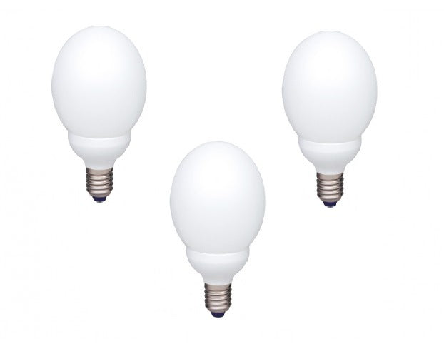 SET 3 becuri fluorescent Panasonic, soclu E27, putere 18W, forma oval, lumina alb rece, alimentare 220 - 240 V, "EFG18E65HD-3"