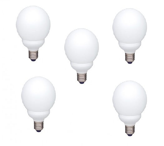 SET 5 becuri fluorescent Panasonic, soclu E27, putere 18W, forma oval, lumina alb rece, alimentare 220 - 240 V, "EFG18E65HD-5"