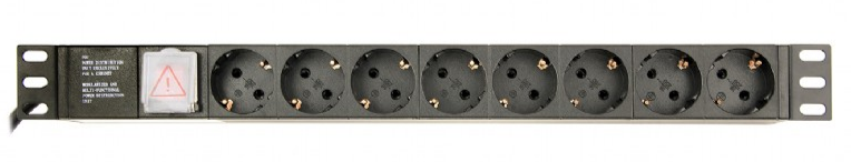 PDU GEMBIRD 1U pt. rack 19 inch, 8 prize Schuko, intrare IEC, max 10 A, on/off, 3 m, "EG-PDU-014-C14"