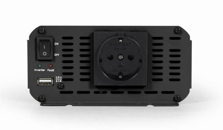 INVERTER GEMBIRD cu sinusoida simulata, Inverter auto, 1200W, Schuko x 1, USB 5V / 2.1A, baterie 10-16V, "EG-PWC1200-01"