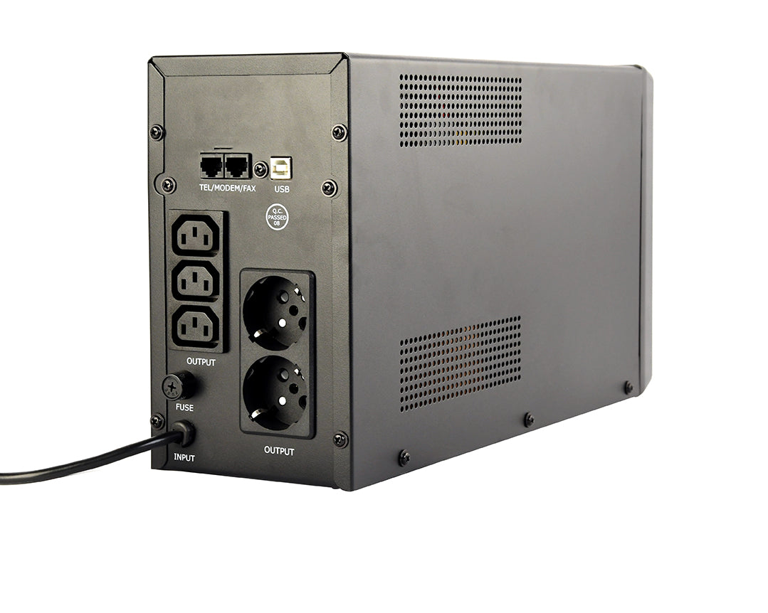 UPS Gembird Line Int. cu sin. simulata, cu management, Tower, LCD, 2000VA/1200W, AVR, 2x Schuko + 3x IEC, baterie 2x 12V/9Ah