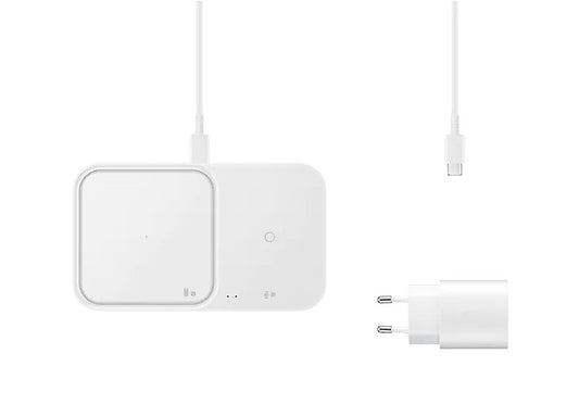 Wireless Charger Duo 15W Super Fast Wireless Charge; Travel Adapter 25W Super Fast Charge; USB-C to USB-C Cable, 1m; White "EP-P5400TWEGEU" (timbru verde 0.18 lei)