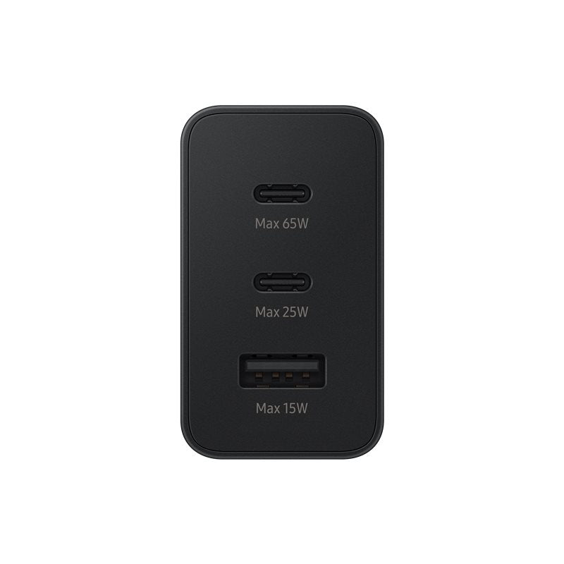 Samsung Power Adapter Trio 65W,2x USB-C,1xUSB-A, Super Fast (without cable); Black "EP-T6530NBEGEU"