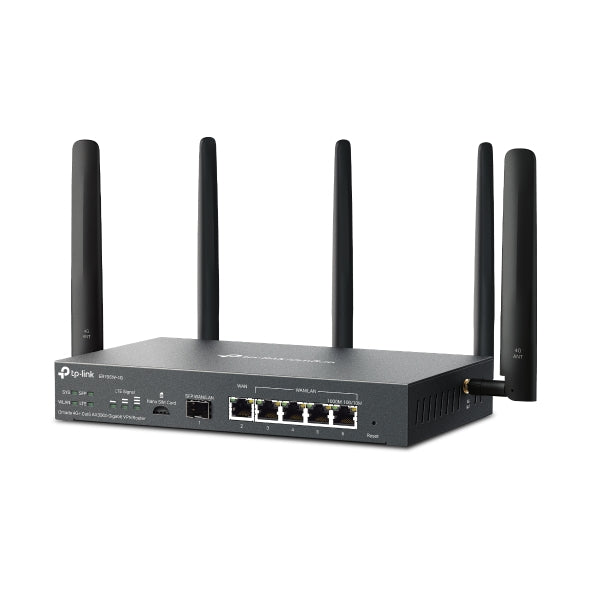 ROUTER TP-LINK VPN Gigabit, Omada 4G+ Cat6 AX3000 Dual-Band WiFi 6, 6 × Gigabit RJ45 port, 5 antene externe detasabile, "ER706W-4G"
