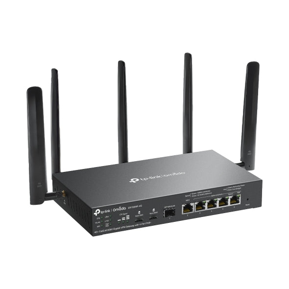 ROUTER TP-LINK VPN Gigabit, Omada 4G+ Cat6 AX3000 Gigabit VPN Gateway cu 4-Port PoE+, AX3000 Dual-Band WiFi 6, 5 antene externe detasabile, "ER706WP-4G"