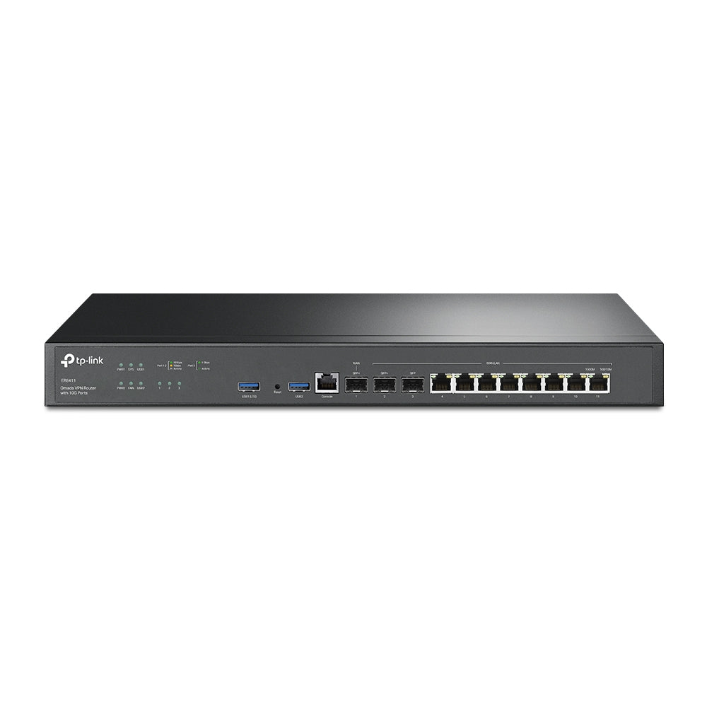 ROUTER TP-LINK wired Gigabit, 2×10GE SFP+ (1WAN,1 WAN/LAN), 1×1GE SFP WAN/LAN, 8×1GE RJ45 WAN/LAN, 1×RJ45 Console, 2×USB (Connecting 4G/3G Modem as WAN Backup) "ER8411"