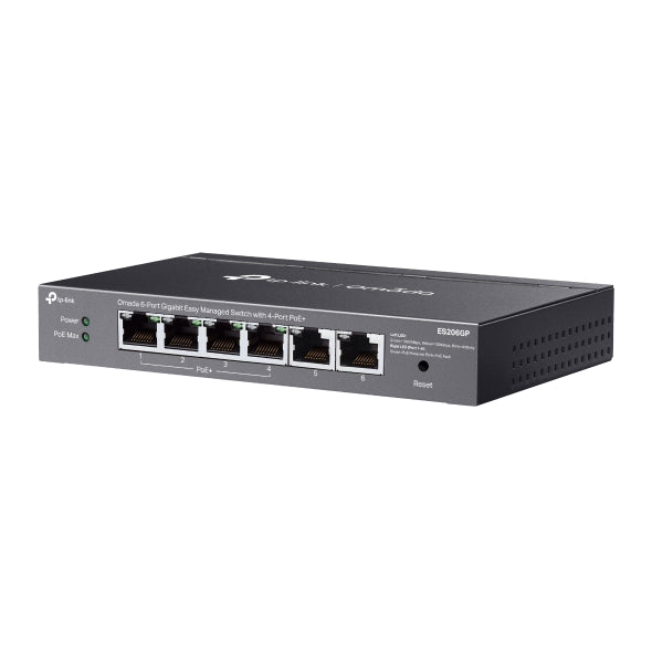 SWITCH TP-LINK Omada easy managed, 6 porturi Gigabit (4 porturi POE+ buget total 65W), carcasa metalica "ES206GP"
