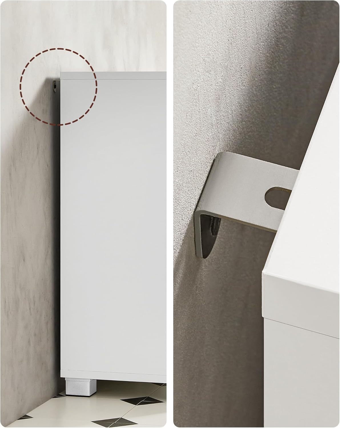 VASAGLE Dulap lavoar baie cu 3 sertare si 2 compartimente, MDF, 30x70x64 cm, alb