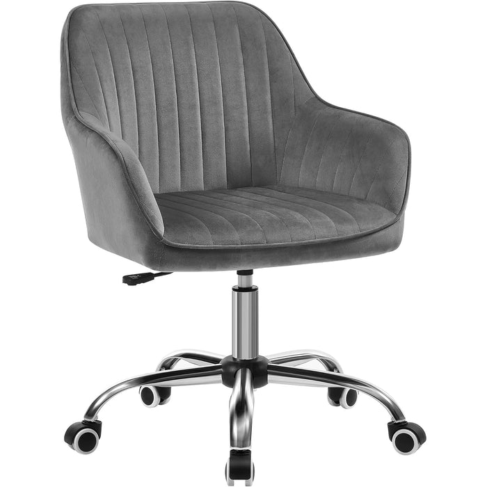 SONGMICS Scaun de birou rotativ din catifea, reglabil pe inaltime, 64x62x84-94 cm, maxim 120 kg, gri - BazarOltenia