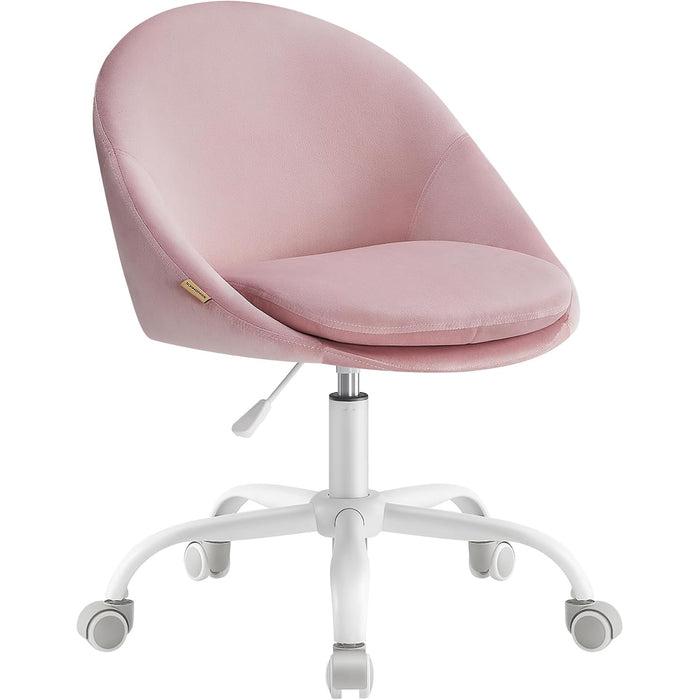 SONGMICS Scaun de birou ergonomic, inaltime reglabila, 60x60x(80-90) cm, roz pastel - BazarOltenia