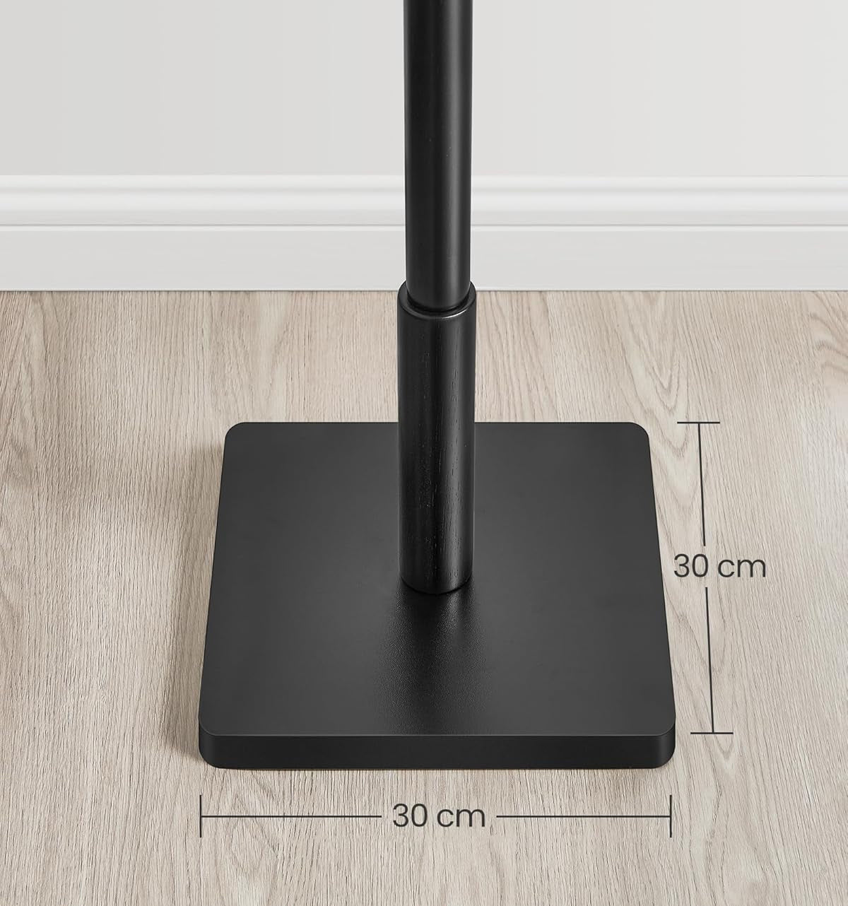 VASAGLE Cuier pentru haine, din lemn masiv, tip pom, cu 8 carlige, baza patrata, 175cm, negru