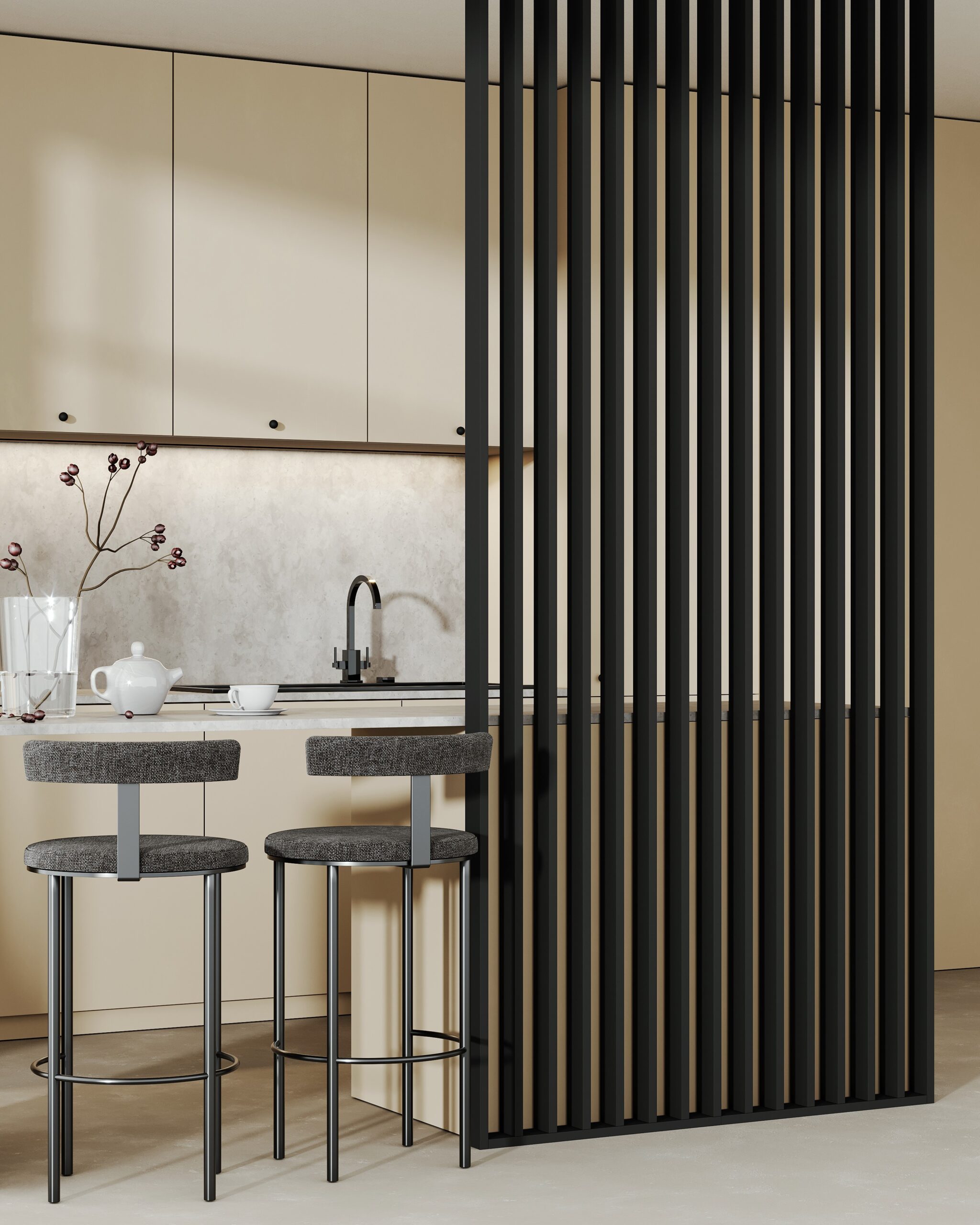 Riflaj perete despartitor MDF, LDA PREMIUM, Negru, 275x58 cm
