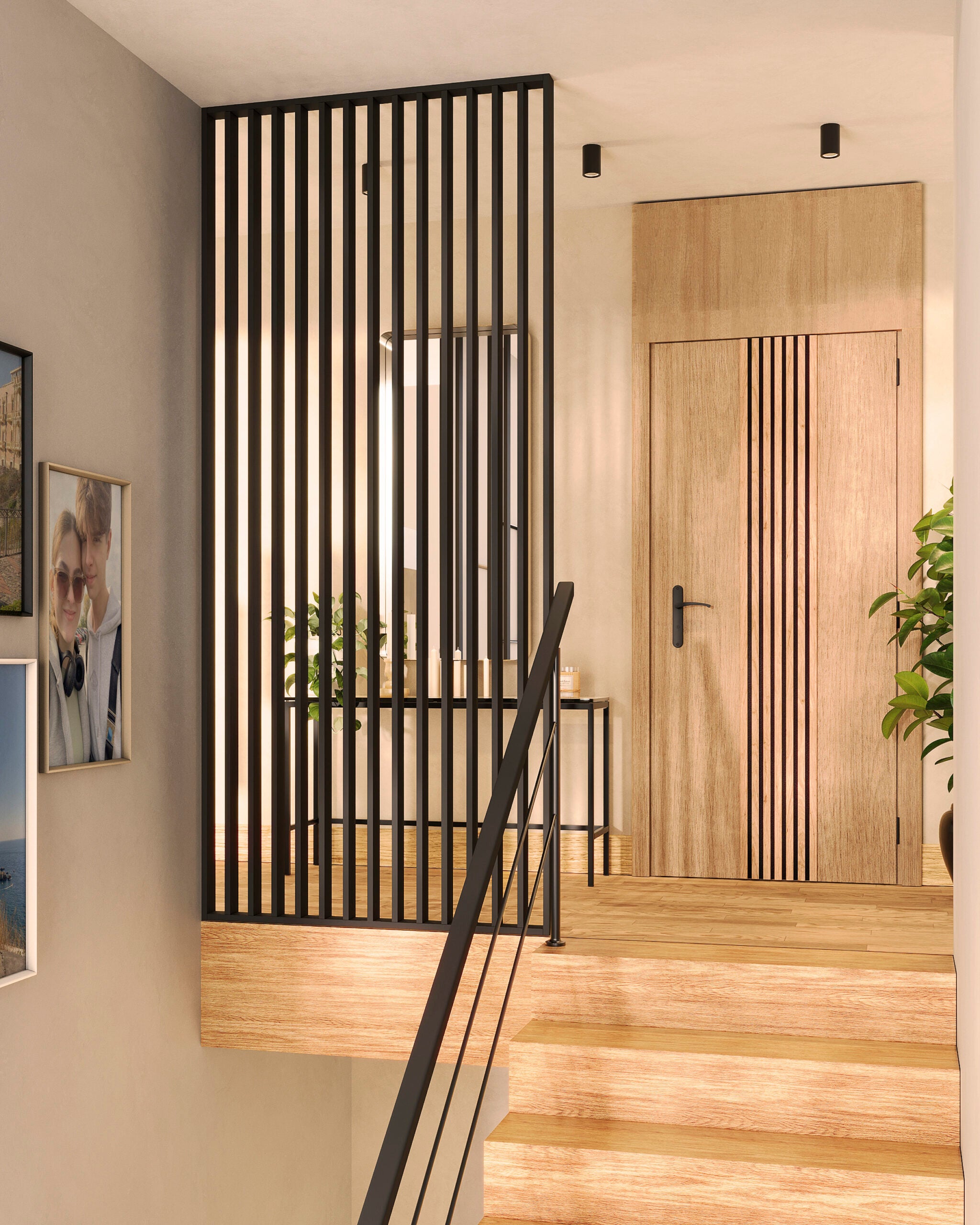Riflaj perete despartitor MDF, LDA PREMIUM, Negru, 275x58 cm