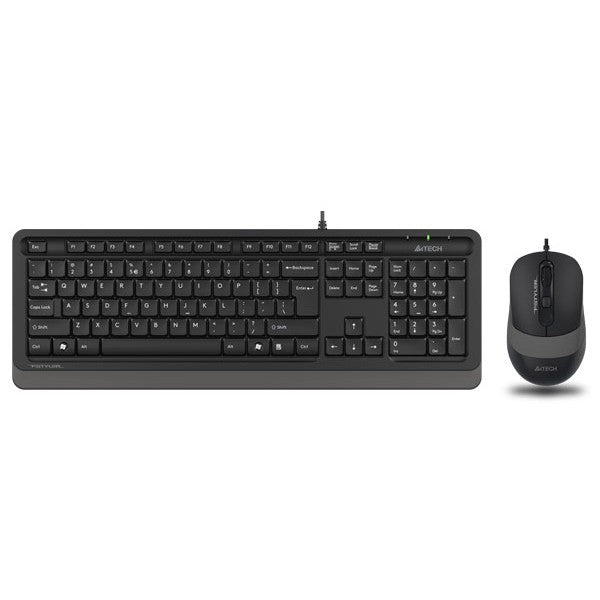 Kit TASTATURA si Mouse A4TECH, "Fstyler FM10+FK10", wired, 104 taste format standard, mouse 1600dpi, 4/1 butoane, negru &amp; gri, "F1010 Grey"