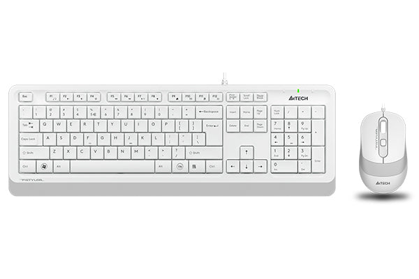 Kit TASTATURA si Mouse A4TECH, "Fstyler FM10+FK10", wired, 104 taste format standard, mouse 1600dpi, 4/1 butoane, alb, "F1010-W"